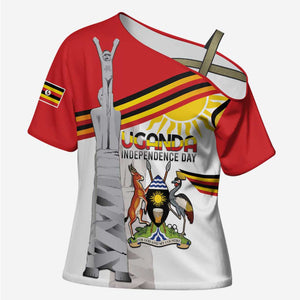 Personalized Uganda Independence Day Cross Shoulder Shirt Independence Monument - Coat Of Arms