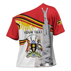 Personalized Uganda Independence Day Cross Shoulder Shirt Independence Monument - Coat Of Arms