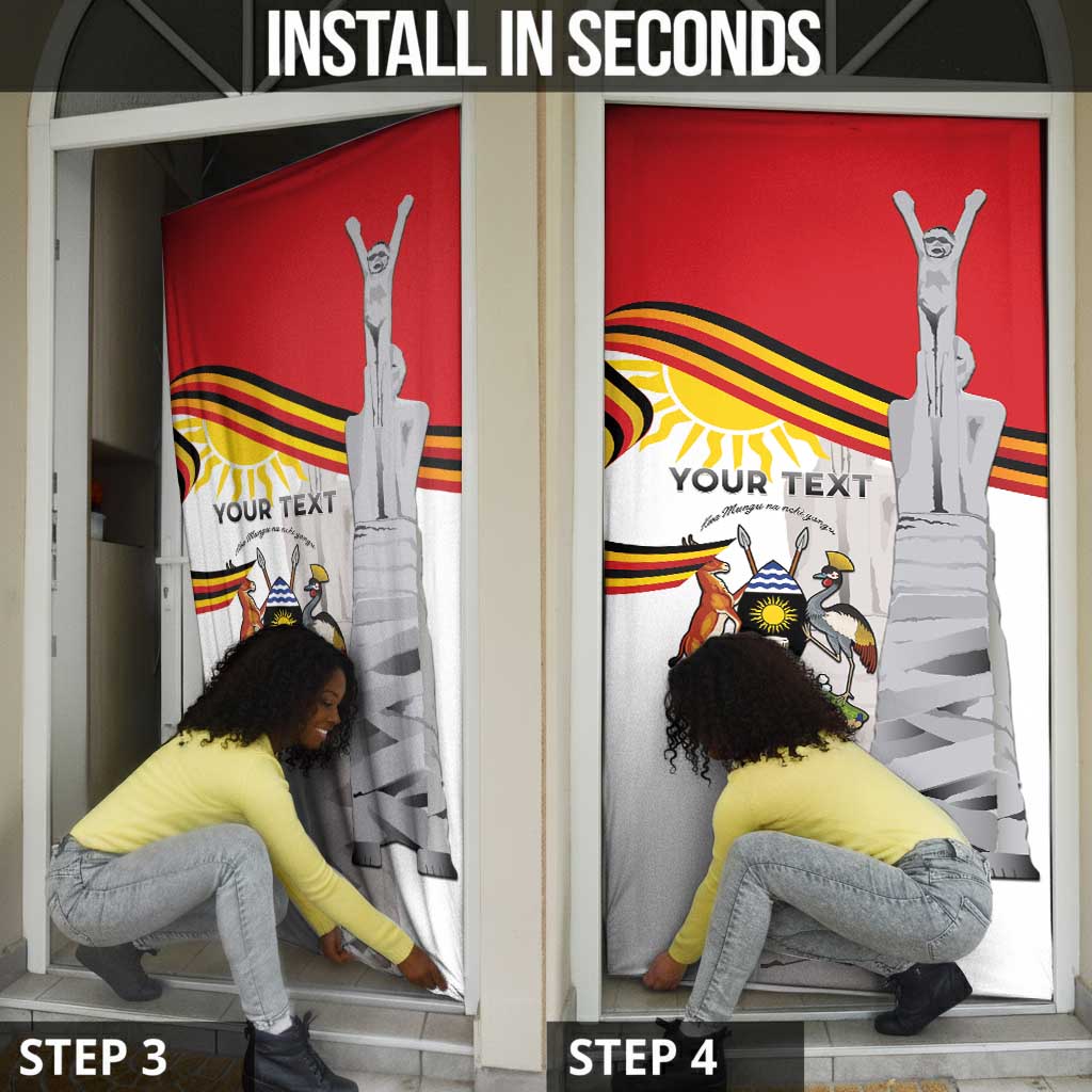 Personalized Uganda Independence Day Door Cover Independence Monument - Coat Of Arms