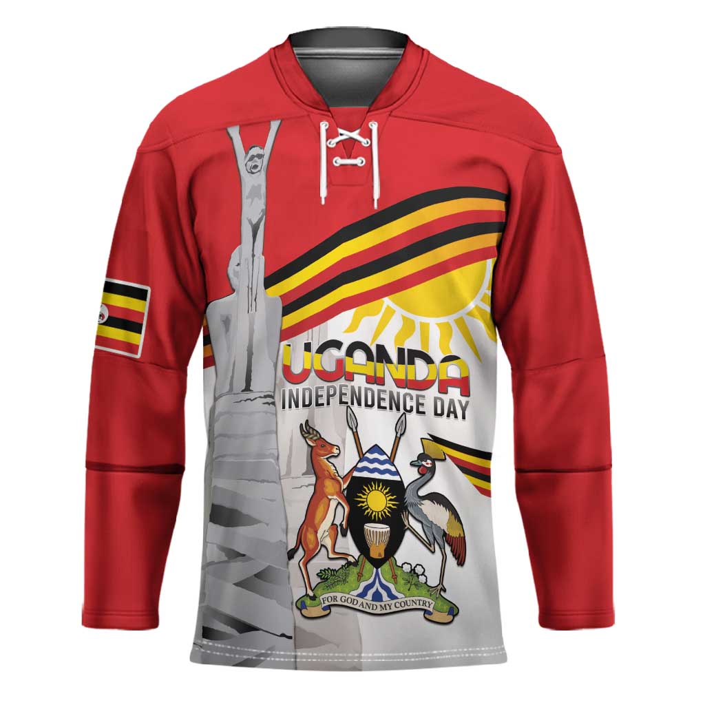 Personalized Uganda Independence Day Hockey Jersey Independence Monument - Coat Of Arms
