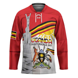 Personalized Uganda Independence Day Hockey Jersey Independence Monument - Coat Of Arms