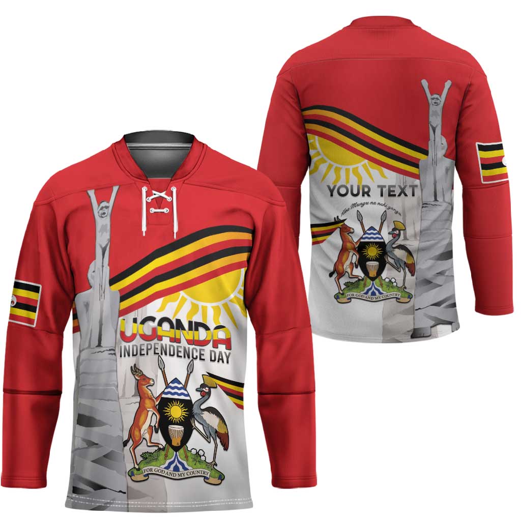 Personalized Uganda Independence Day Hockey Jersey Independence Monument - Coat Of Arms