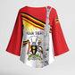 Personalized Uganda Independence Day Kimono Sleeve Blouse Independence Monument - Coat Of Arms