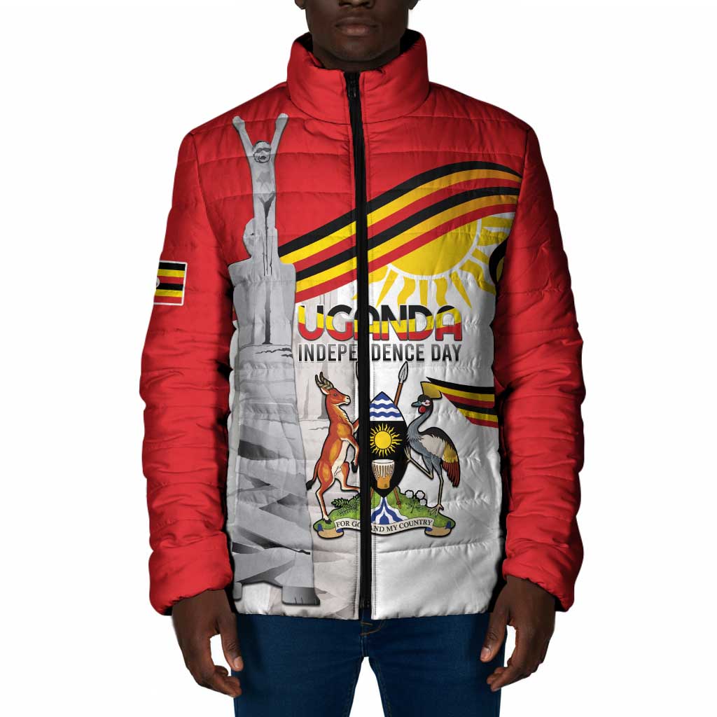 Personalized Uganda Independence Day Padded Jacket Independence Monument - Coat Of Arms