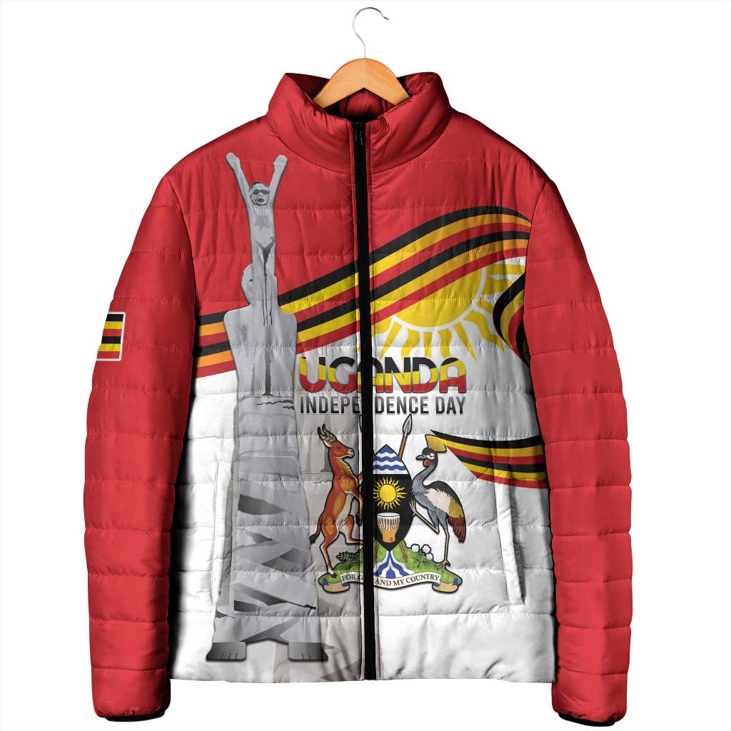 Personalized Uganda Independence Day Padded Jacket Independence Monument - Coat Of Arms