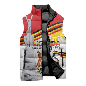 Personalized Uganda Independence Day Sleeveless Puffer Jacket Independence Monument - Coat Of Arms