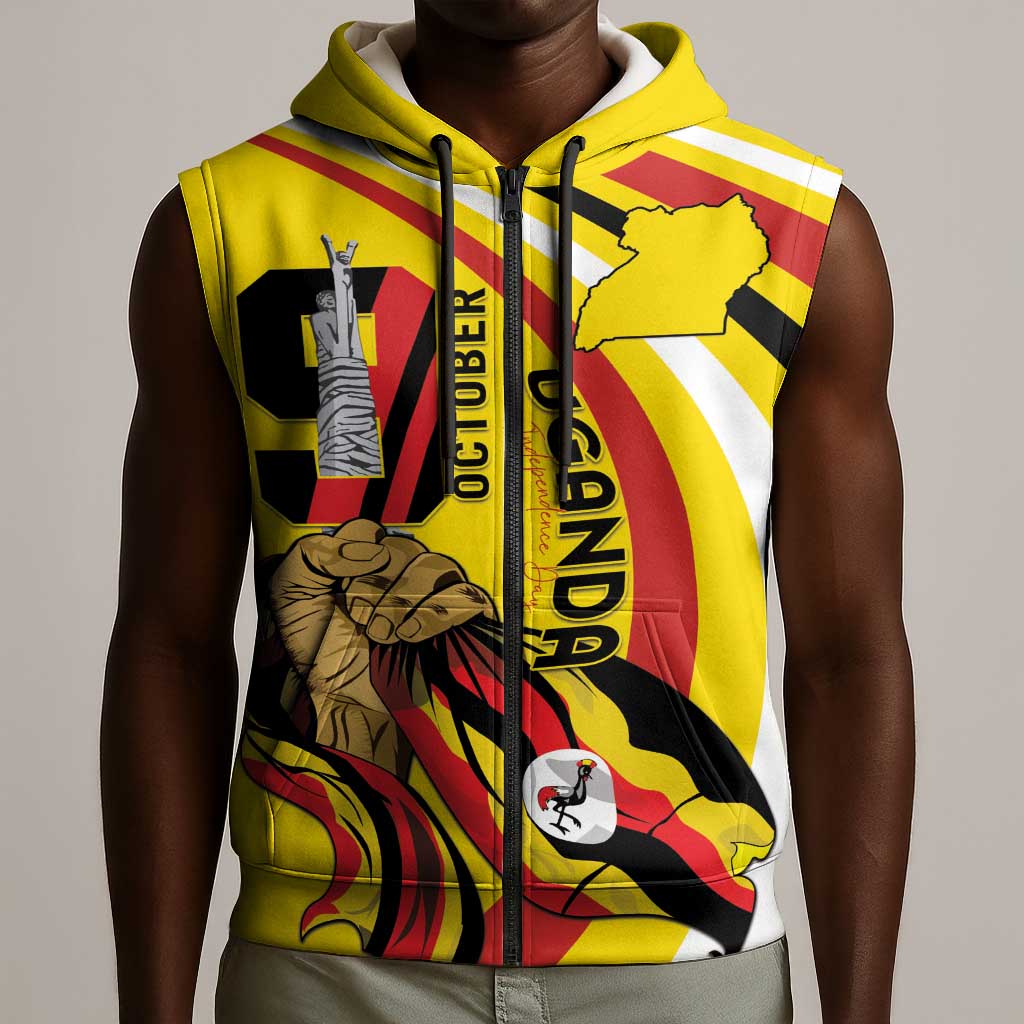 Jamhuri ya Uganda Sleeveless Zip Hoodie Happy Independence Day - African Pride