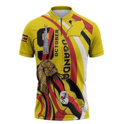 Uganda Zipper Polo Shirt 63rd Anniversary Of Independence