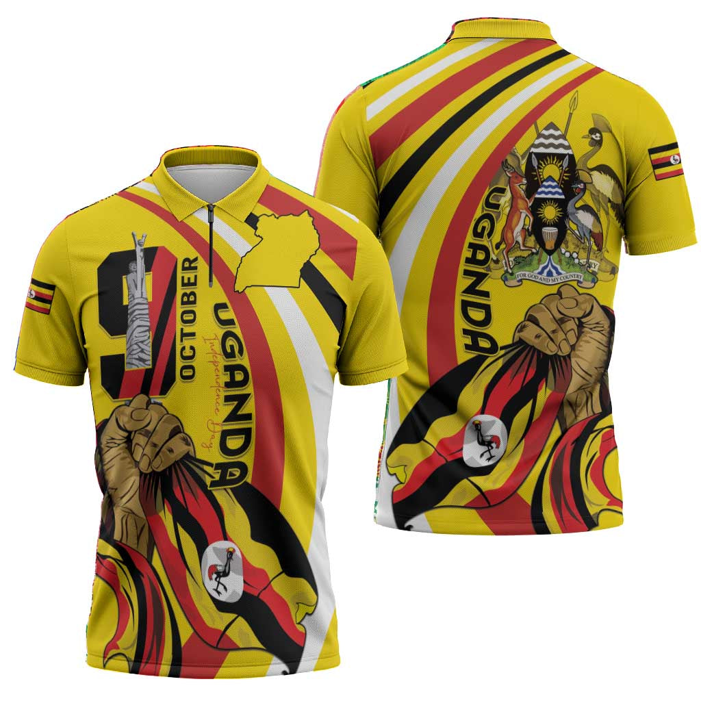Uganda Zipper Polo Shirt 63rd Anniversary Of Independence