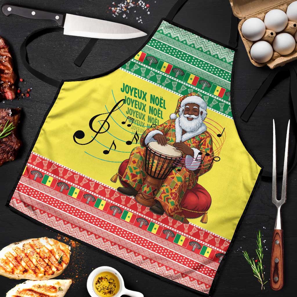 Senegal Christmas Apron Black Santa Playing Djembe Drum