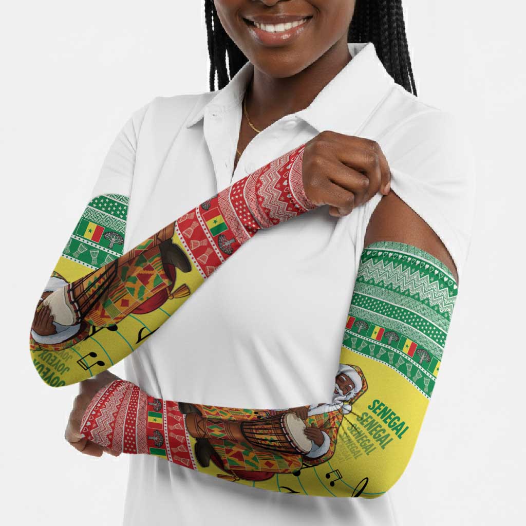 Senegal Christmas Arm Sleeves Black Santa Playing Djembe Drum