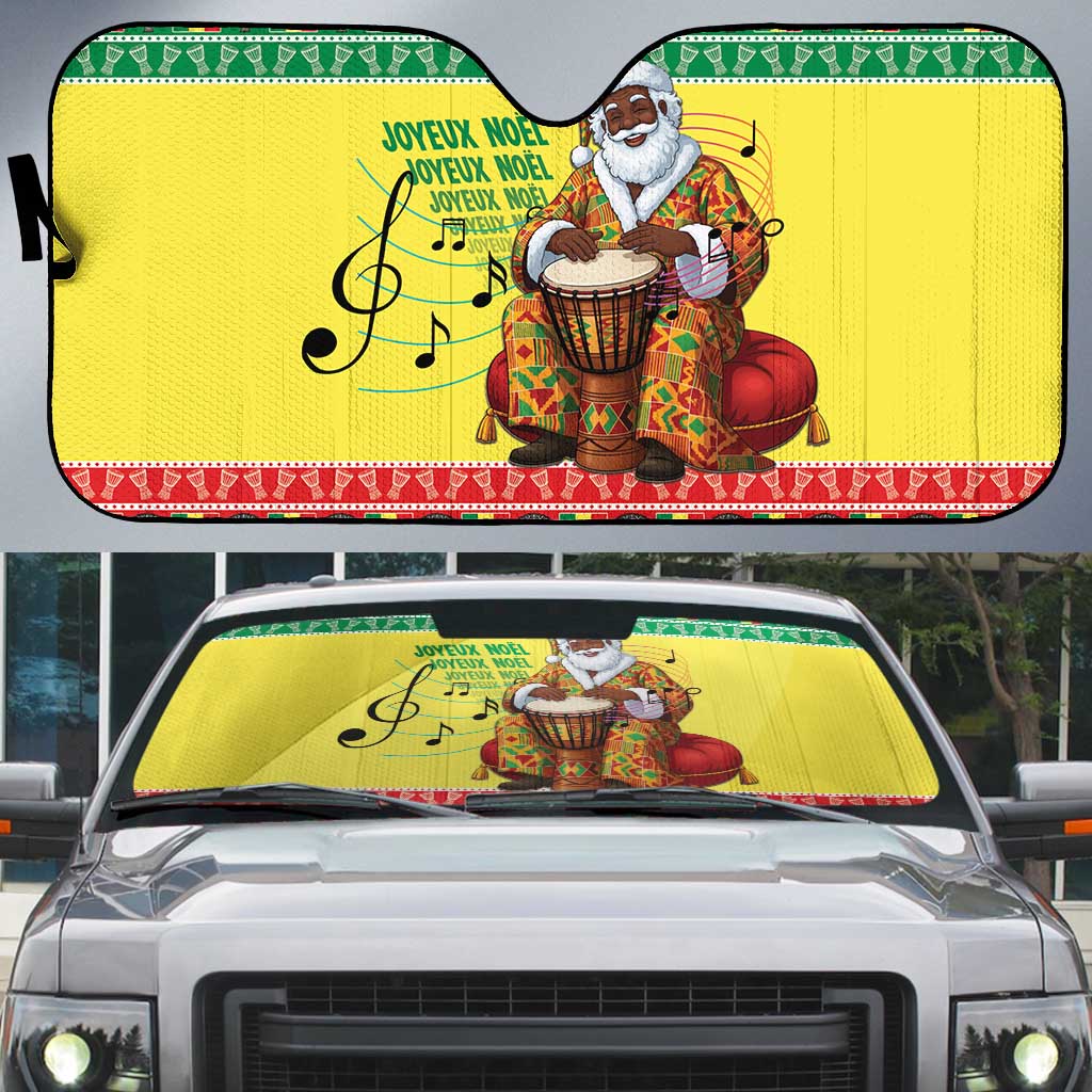 Senegal Christmas Auto Sun Shade Black Santa Playing Djembe Drum