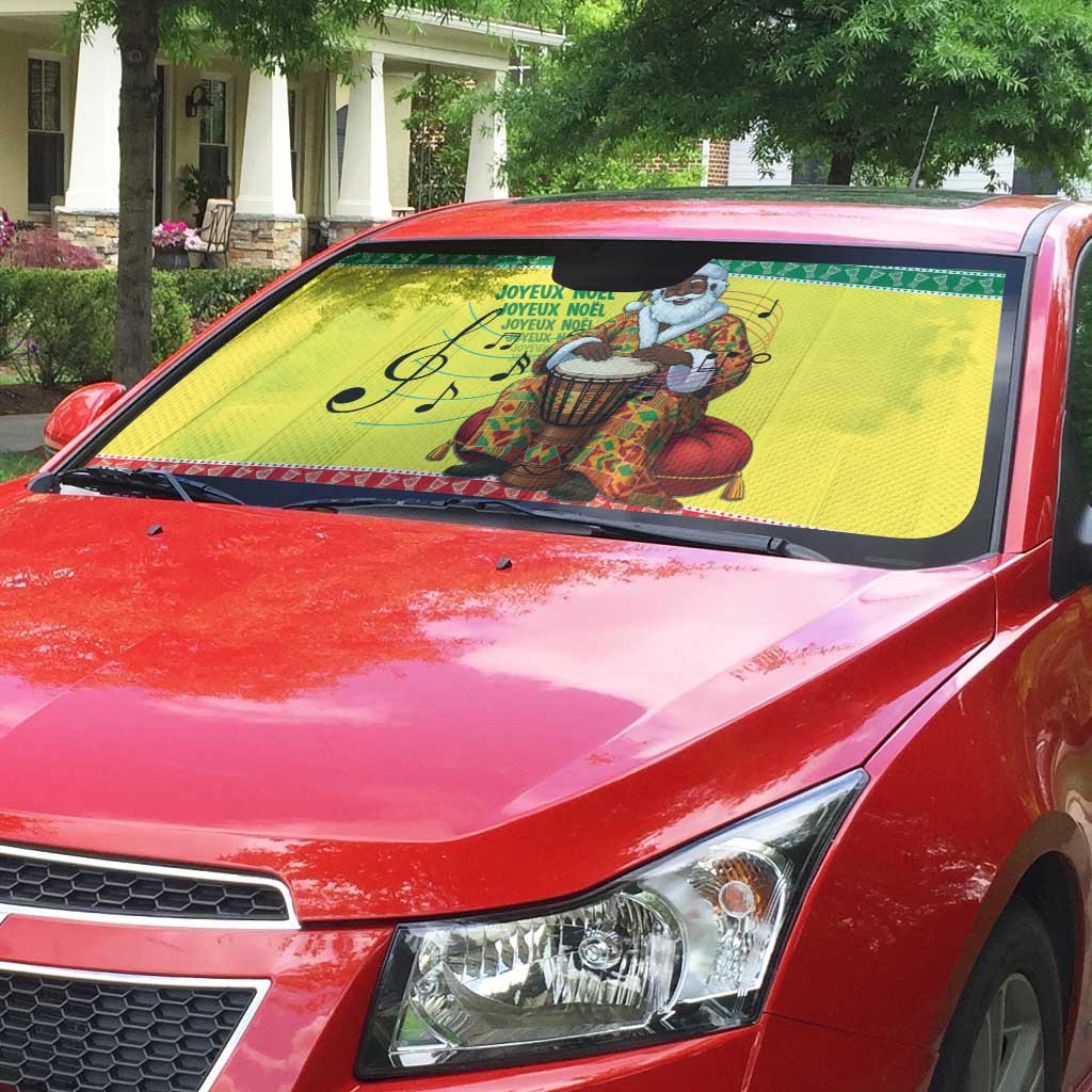 Senegal Christmas Auto Sun Shade Black Santa Playing Djembe Drum