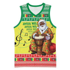 Afro Chirstmas in Senegal Basketball Jersey Black Santa Playing Djembe Drum LT15