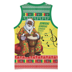 Afro Chirstmas in Senegal Basketball Jersey Black Santa Playing Djembe Drum LT15