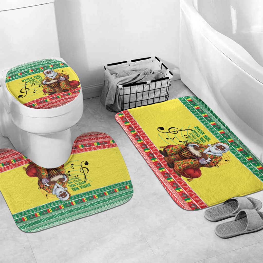 Senegal Christmas Bathroom Set Black Santa Playing Djembe Drum