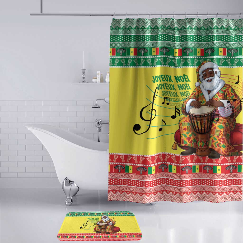 Senegal Christmas Bathroom Set Black Santa Playing Djembe Drum