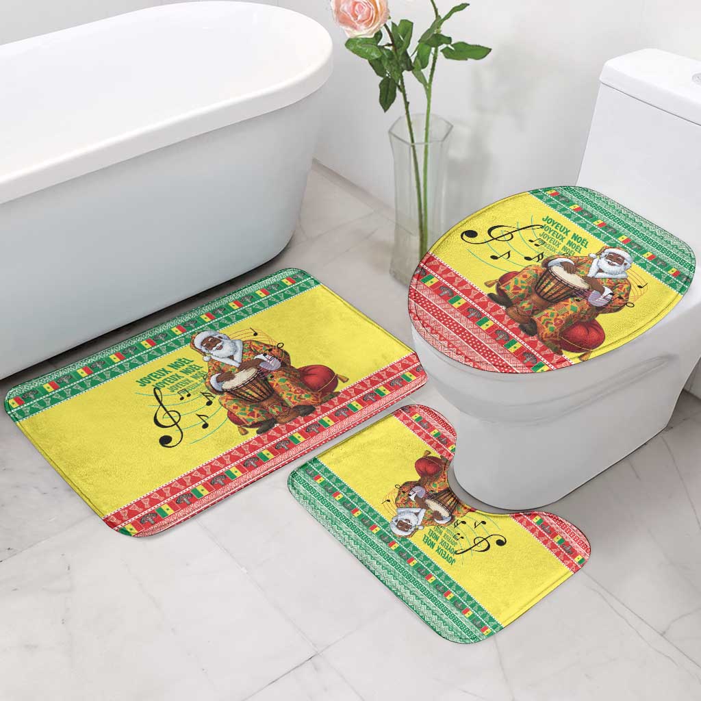 Senegal Christmas Bathroom Set Black Santa Playing Djembe Drum