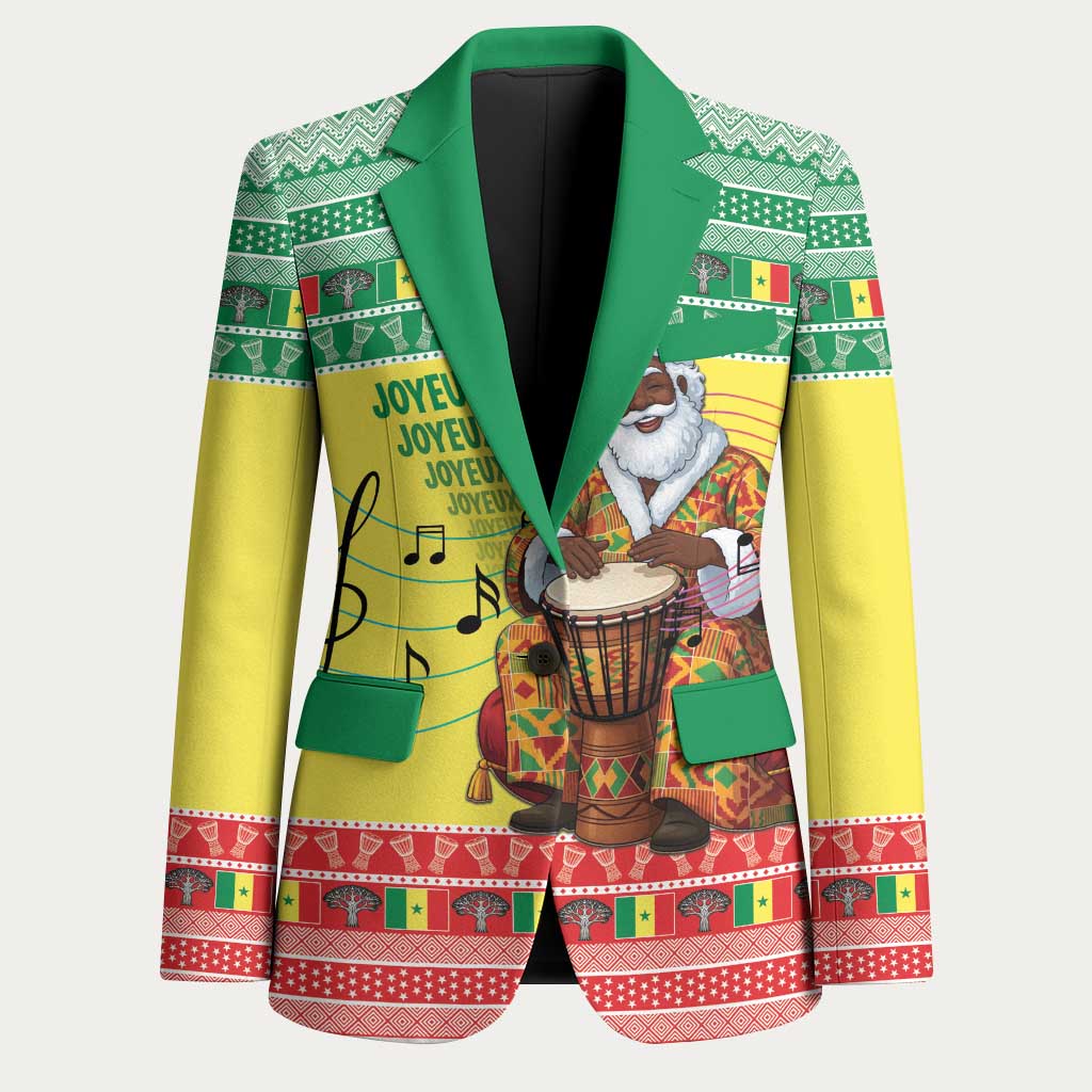Senegal Christmas Blazer Black Santa Playing Djembe Drum