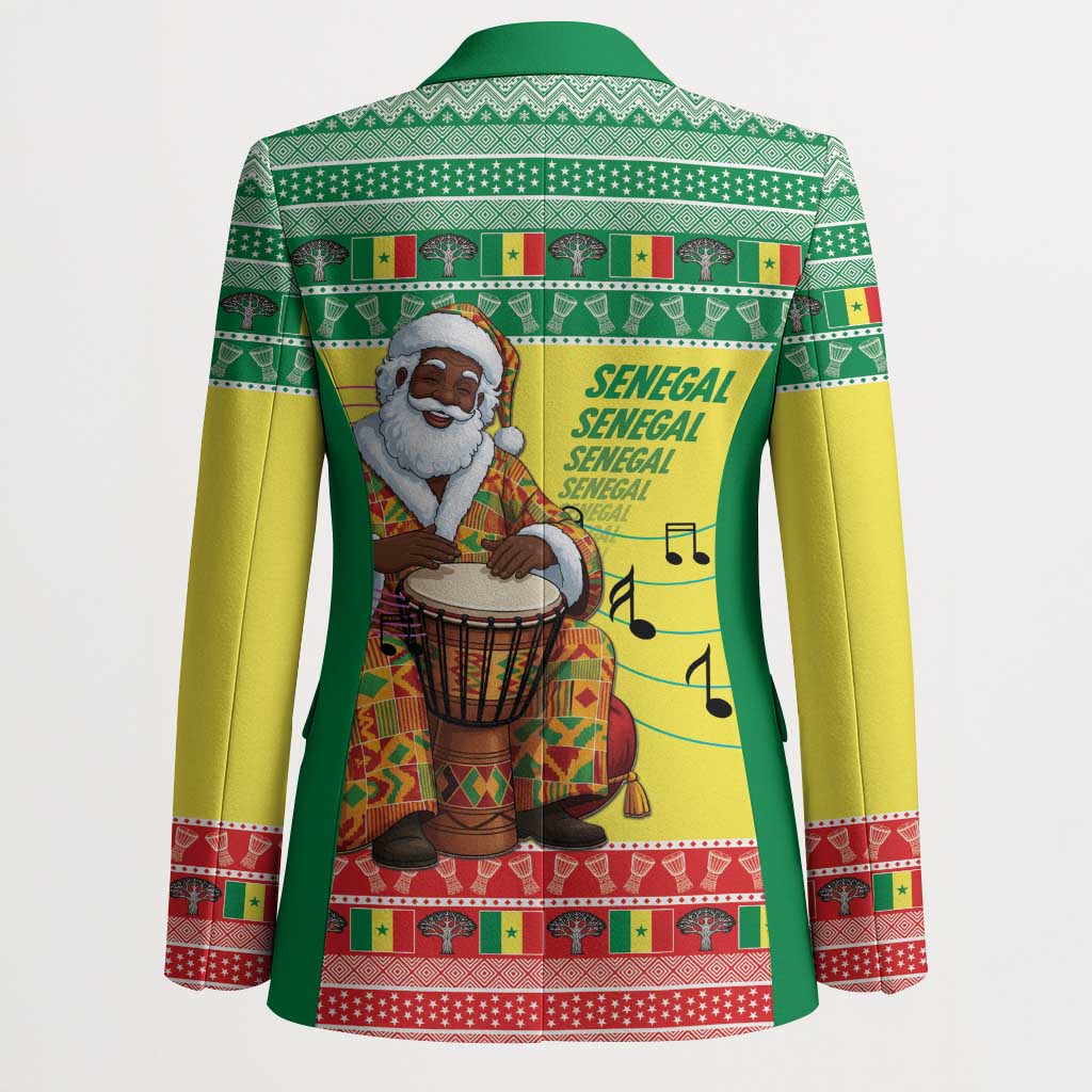Senegal Christmas Blazer Black Santa Playing Djembe Drum