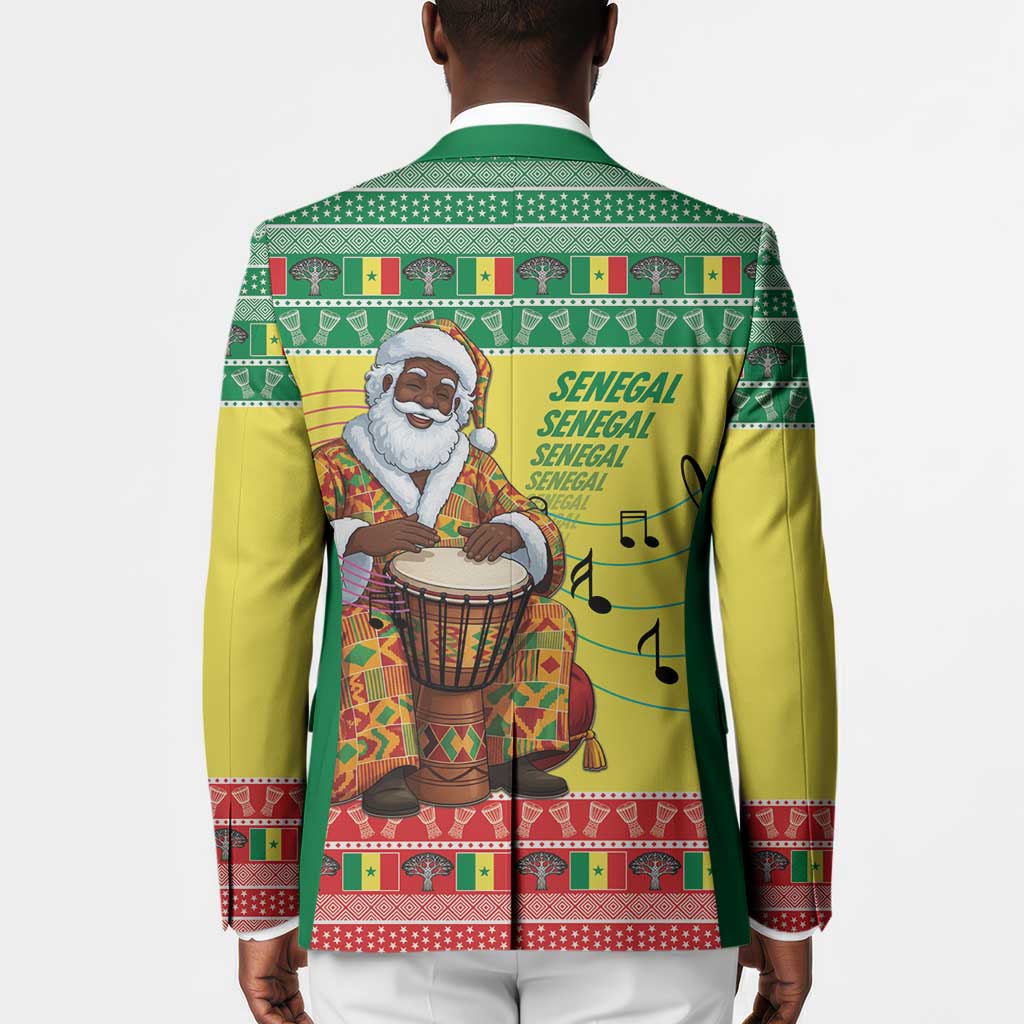 Senegal Christmas Blazer Black Santa Playing Djembe Drum
