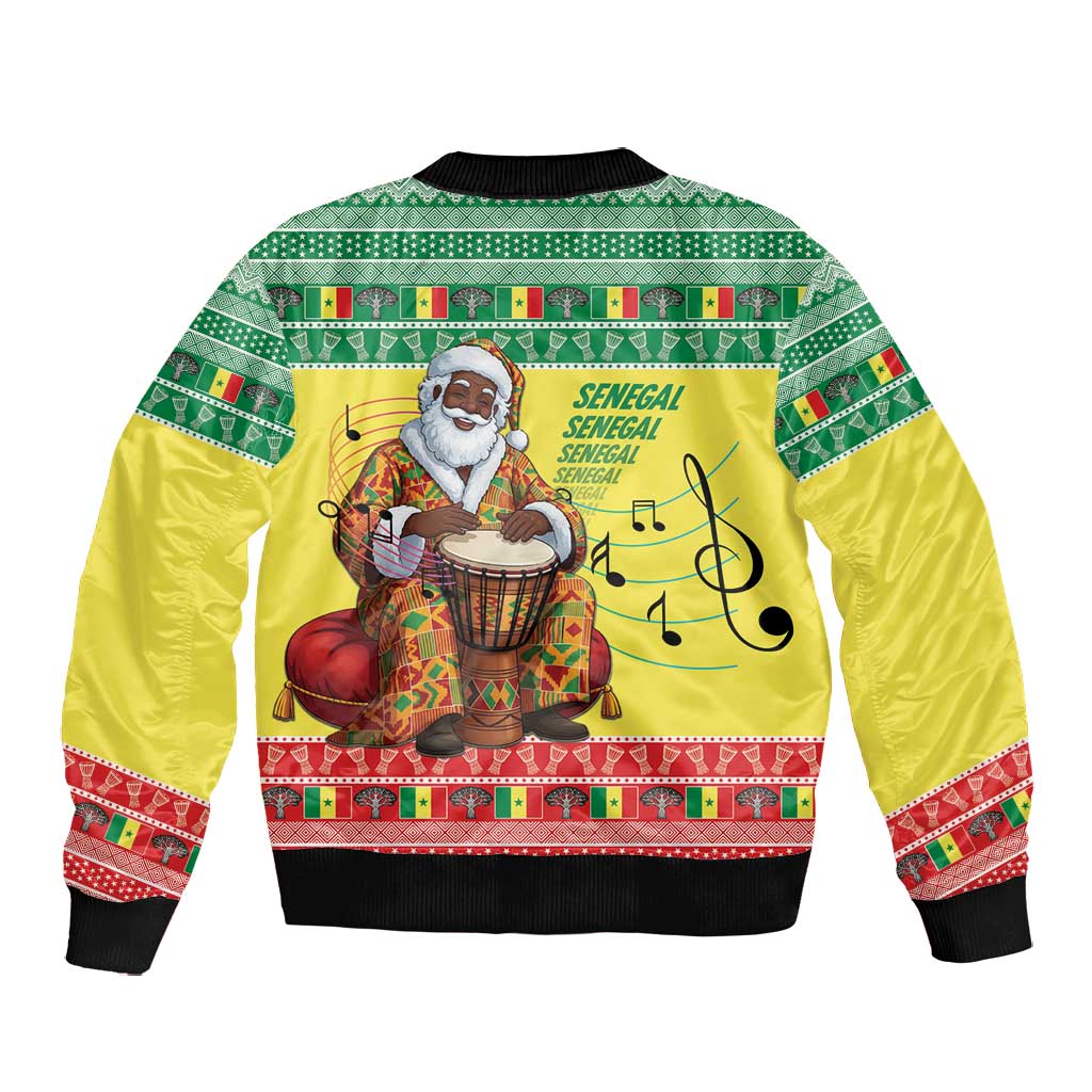 Afro Chirstmas in Senegal Bomber Jacket Black Santa Playing Djembe Drum - African Pride