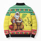 Senegal Christmas Bomber Puffer Jacket Black Santa Playing Djembe Drum