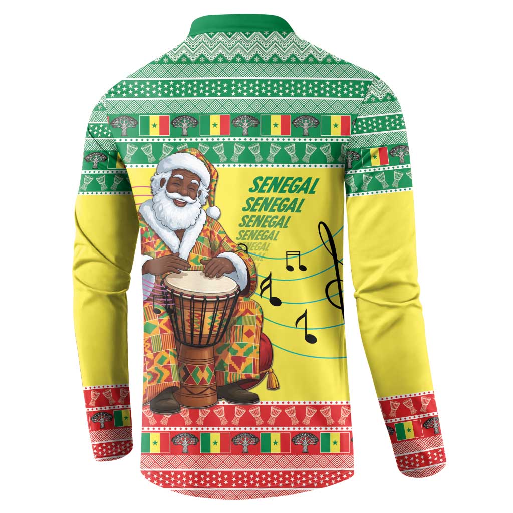 Senegal Christmas Button Sweatshirt Black Santa Playing Djembe Drum