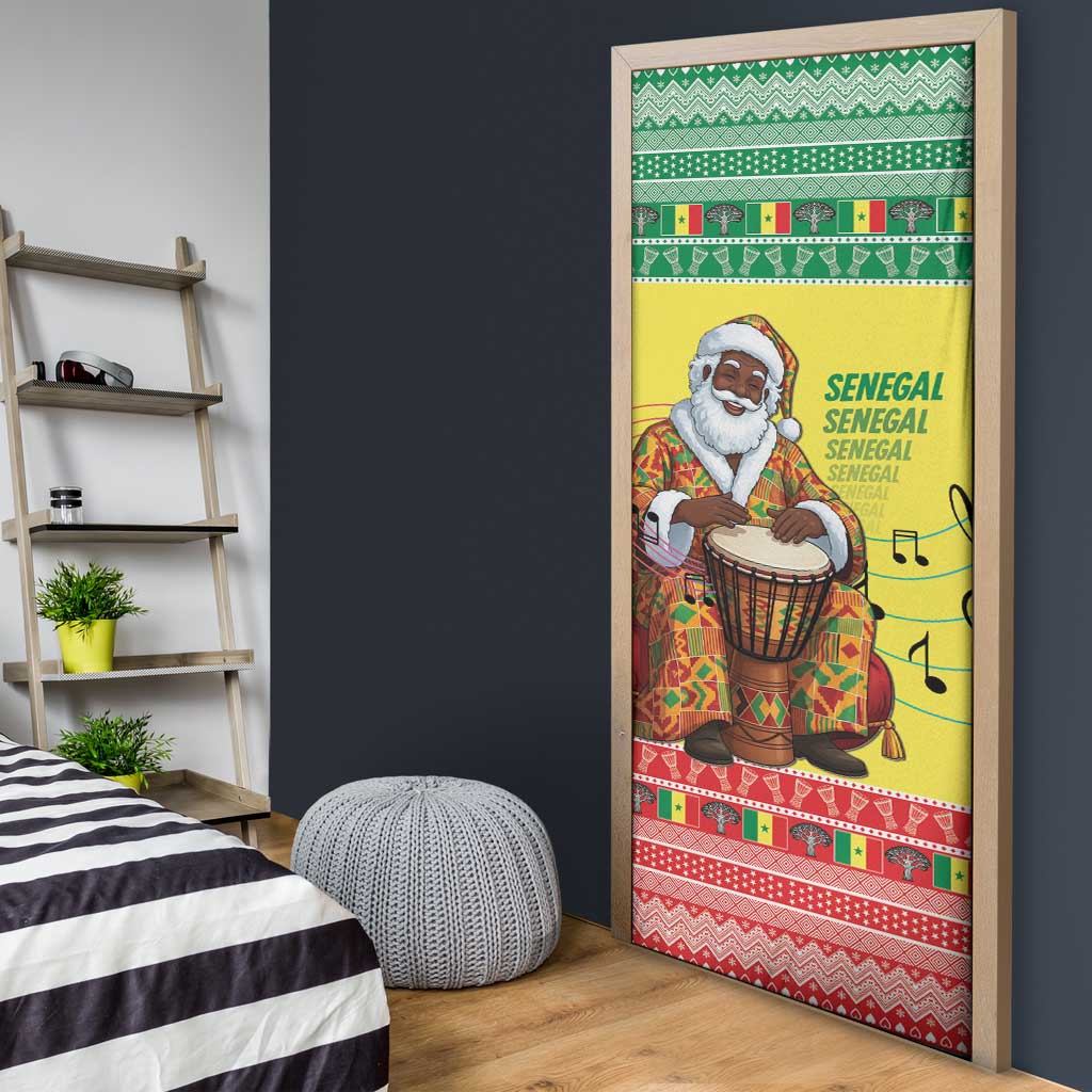 Senegal Christmas Door Cover Black Santa Playing Djembe Drum