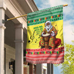 Afro Chirstmas in Senegal Garden Flag Black Santa Playing Djembe Drum - African Pride