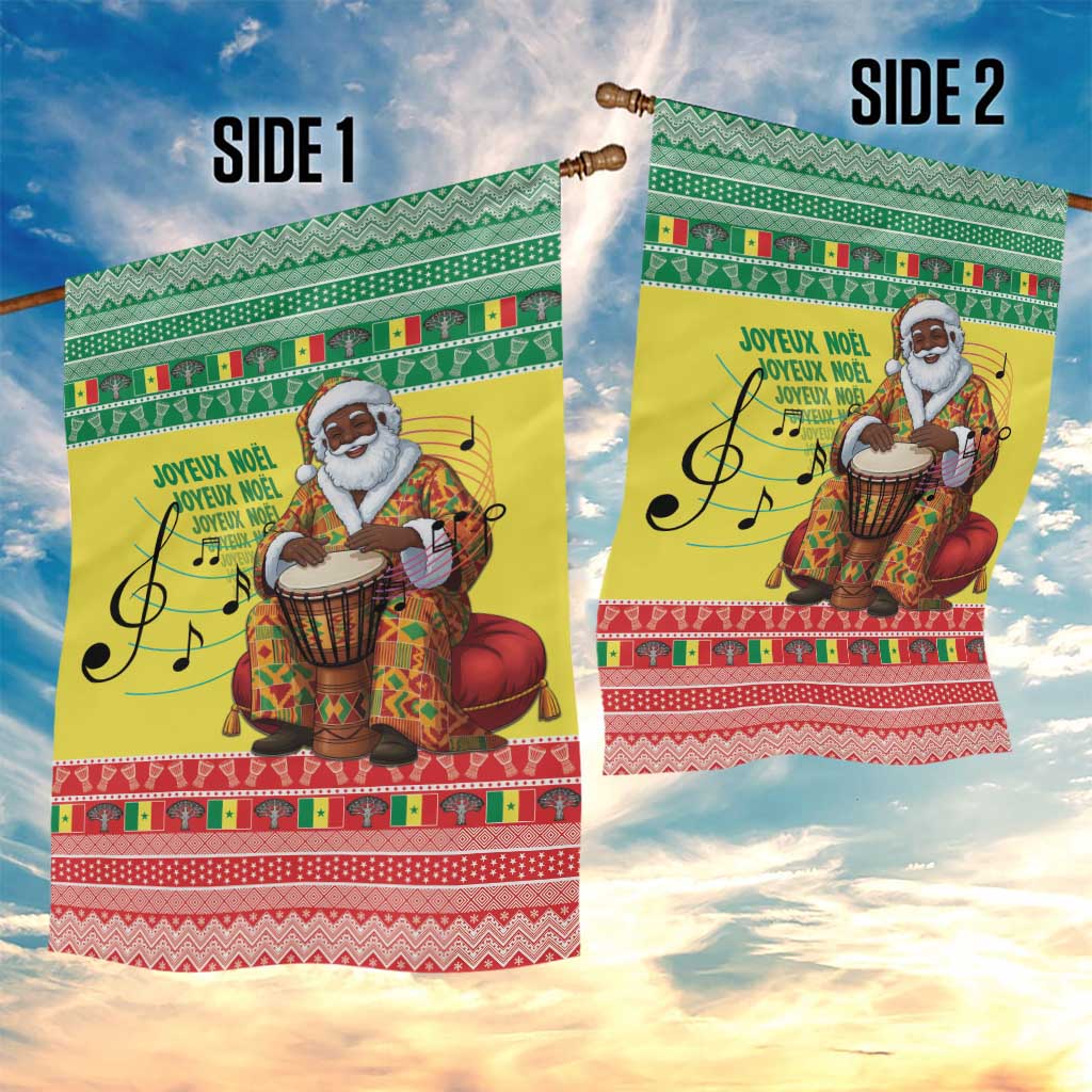 Afro Chirstmas in Senegal Garden Flag Black Santa Playing Djembe Drum - African Pride
