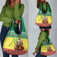 Afro Chirstmas in Senegal Grocery Bag Black Santa Playing Djembe Drum - African Pride