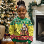 Afro Chirstmas in Senegal Kid Ugly Christmas Sweater Black Santa Playing Djembe Drum - African Pride