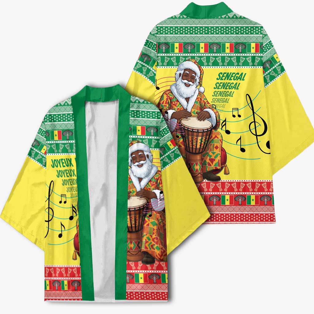 Senegal Christmas Kimono Black Santa Playing Djembe Drum