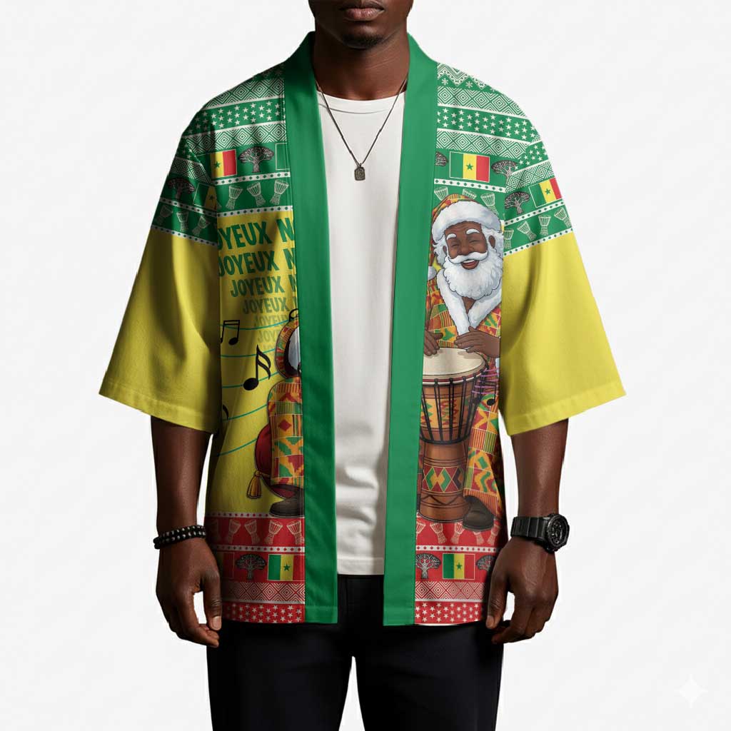 Senegal Christmas Kimono Black Santa Playing Djembe Drum