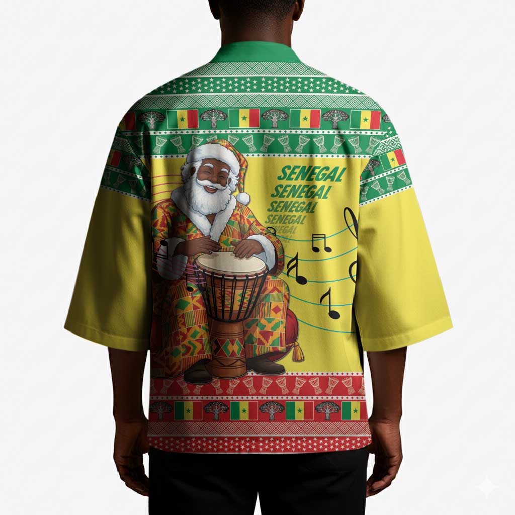 Senegal Christmas Kimono Black Santa Playing Djembe Drum