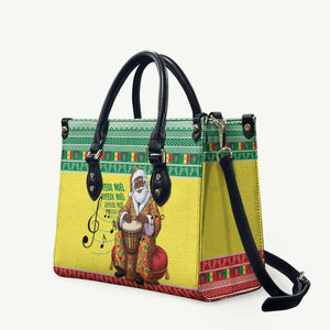 Senegal Christmas Leather Bag Black Santa Playing Djembe Drum