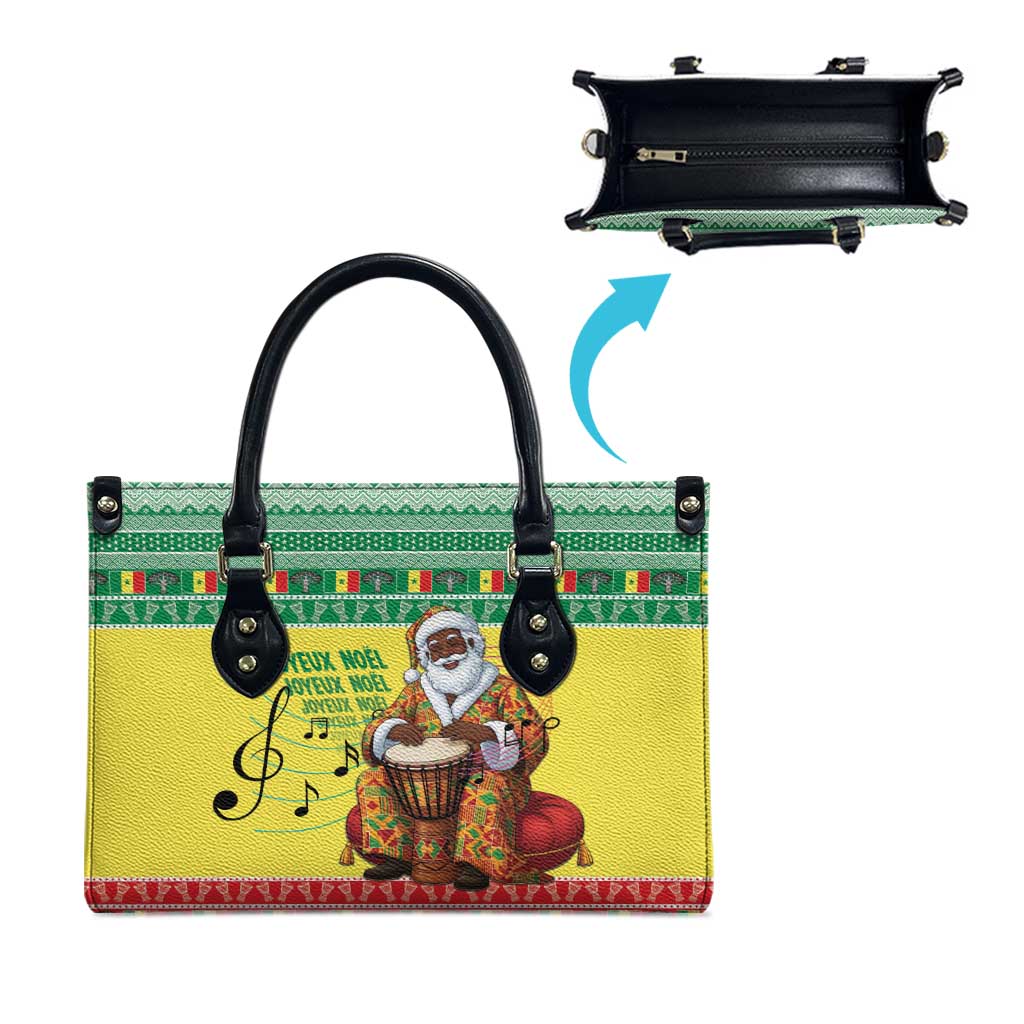 Senegal Christmas Leather Bag Black Santa Playing Djembe Drum