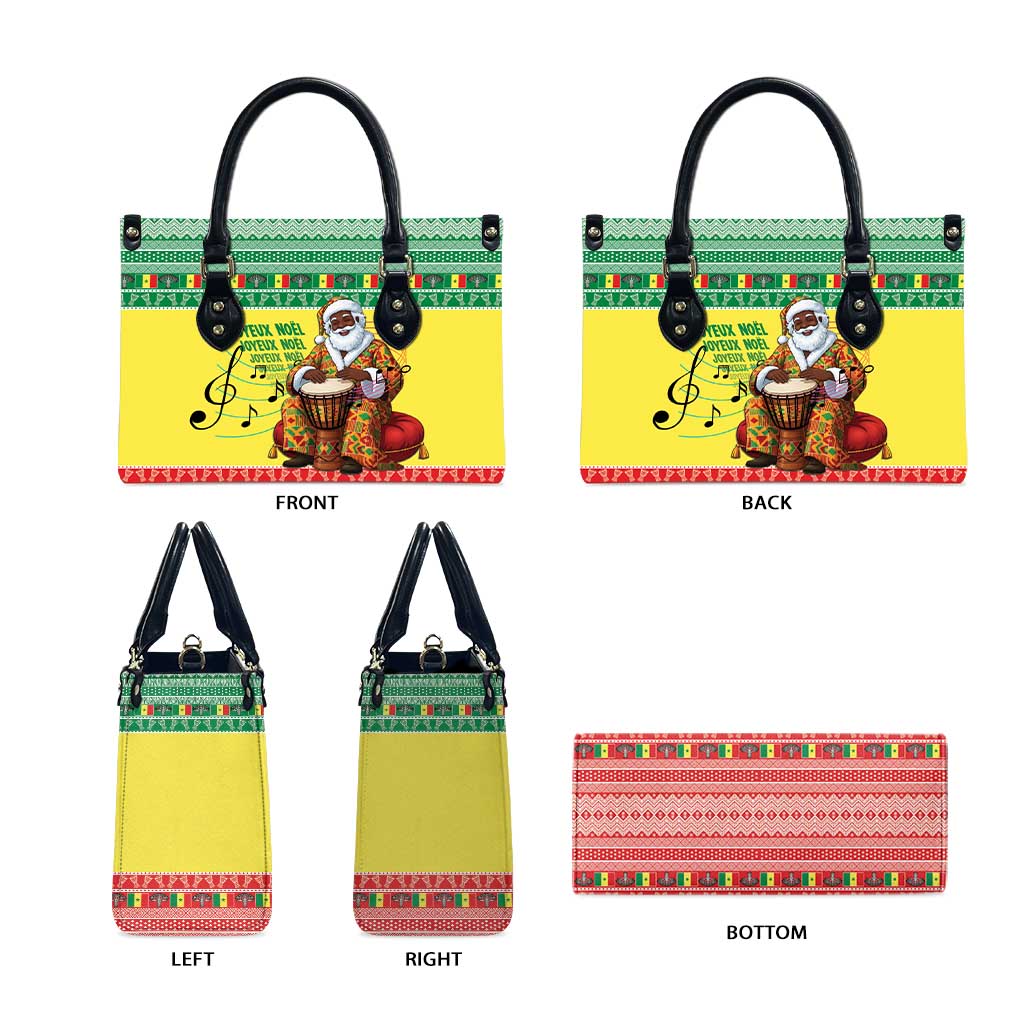 Senegal Christmas Leather Bag Black Santa Playing Djembe Drum