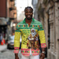 Afro Chirstmas in Senegal Long Sleeve Button Shirt Black Santa Playing Djembe Drum - African Pride