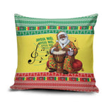 Senegal Christmas Pillow Cover Black Santa Playing Djembe Drum