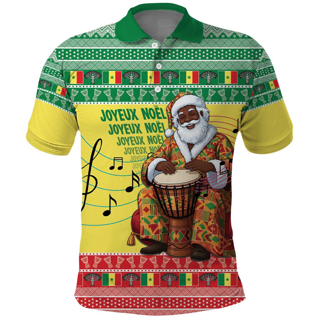 Afro Chirstmas in Senegal Polo Shirt Black Santa Playing Djembe Drum - African Pride