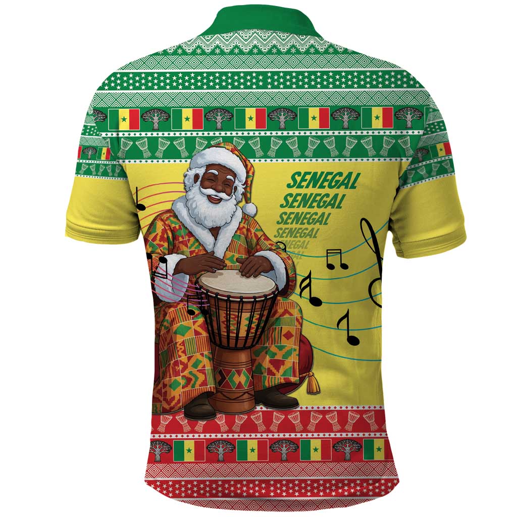Afro Chirstmas in Senegal Polo Shirt Black Santa Playing Djembe Drum - African Pride