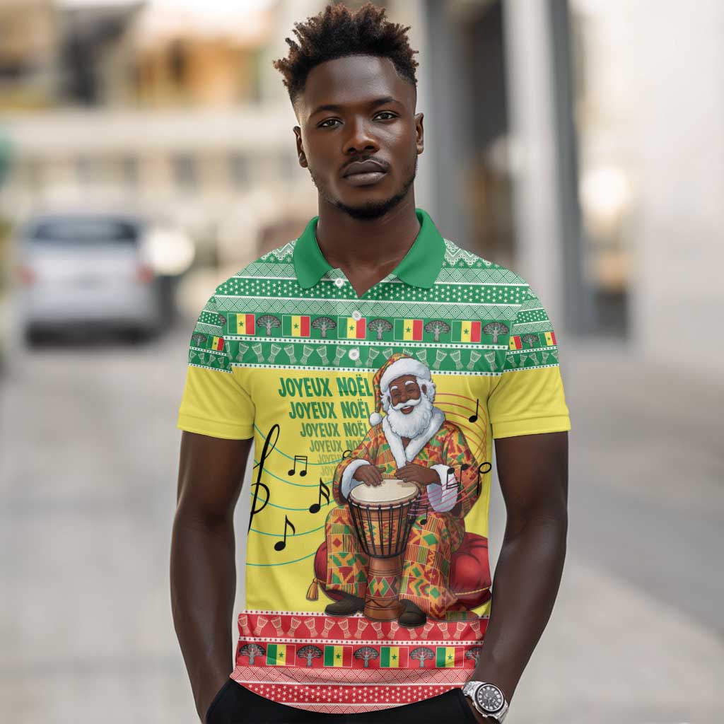 Afro Chirstmas in Senegal Polo Shirt Black Santa Playing Djembe Drum - African Pride
