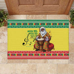 Afro Chirstmas in Senegal Rubber Doormat Black Santa Playing Djembe Drum - African Pride