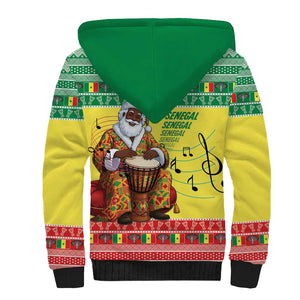 Afro Chirstmas in Senegal Sherpa Hoodie Black Santa Playing Djembe Drum - African Pride