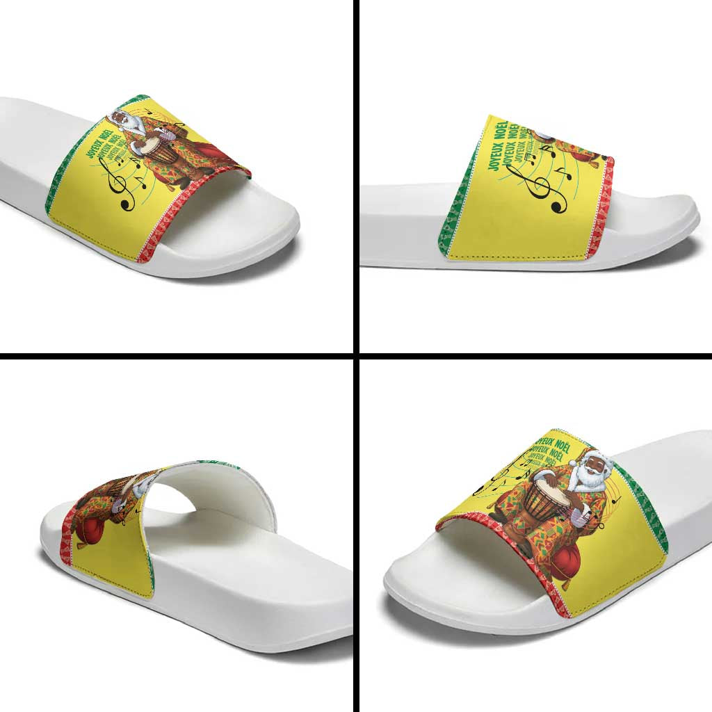 Senegal Christmas Slide Sandals Black Santa Playing Djembe Drum