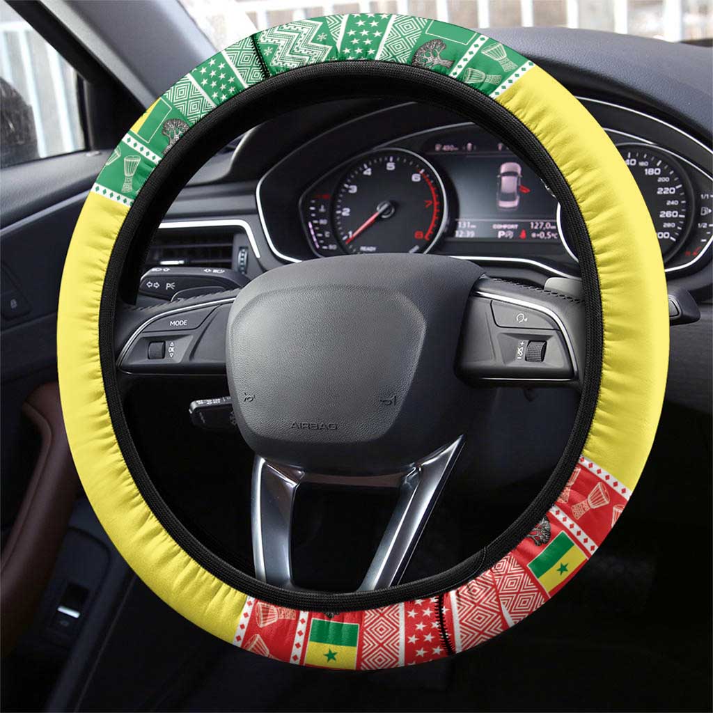 Afro Chirstmas in Senegal Steering Wheel Cover Black Santa Playing Djembe Drum - African Pride