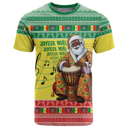 Afro Chirstmas in Senegal T shirt Black Santa Playing Djembe Drum - African Pride