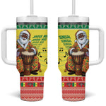 Afro Chirstmas in Senegal Tumbler With Handle Black Santa Playing Djembe Drum - African Pride